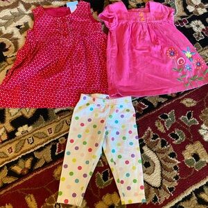 3M Red and Pink Tops with Polka Dot Leggings